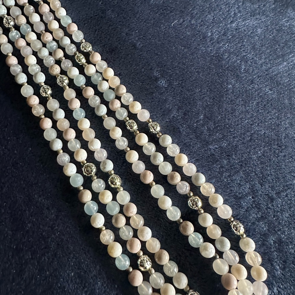 Multi-Strand Pastel Beaded Necklace with Silver Accents - Picture 14 of 15